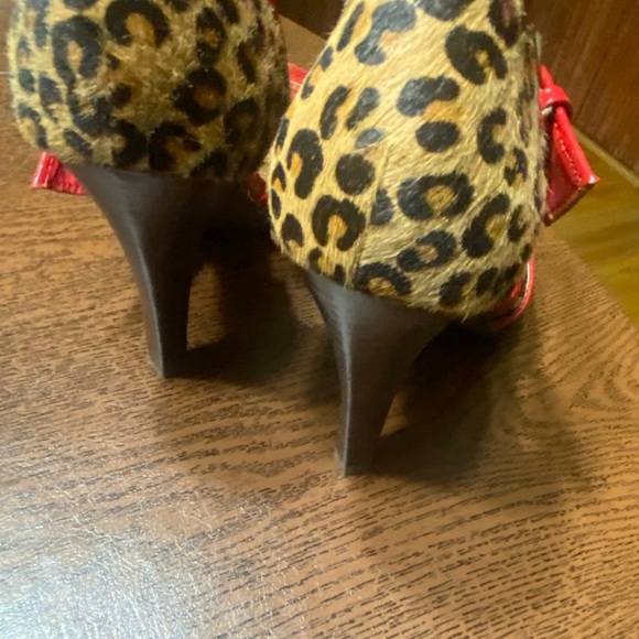 Red Leather Ankle Strap Heels - Picture 3 of 3